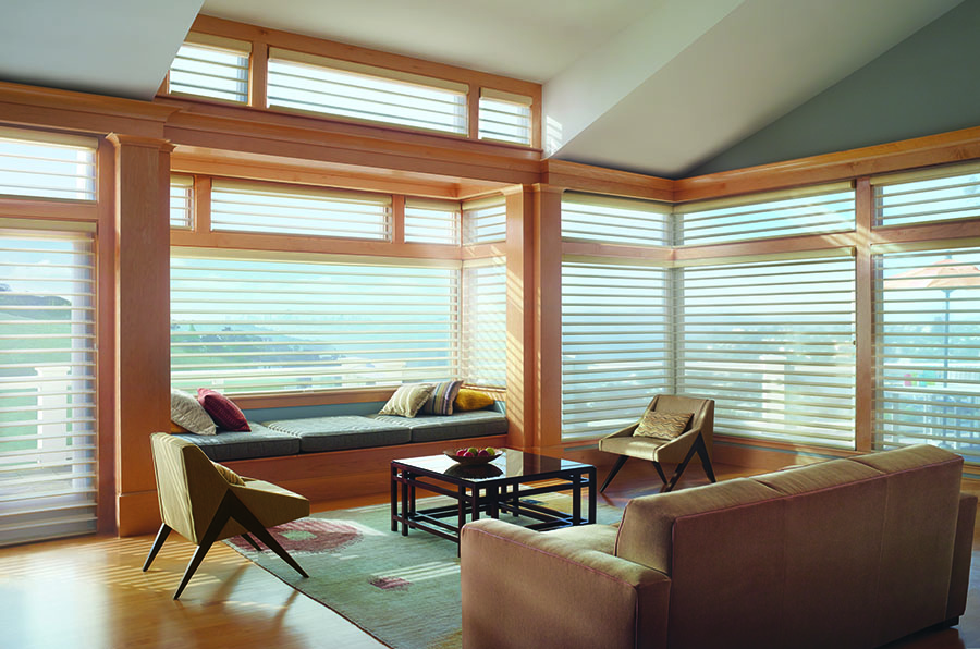 sheer shades on floor to ceiling west facing windows in Rocky River OH