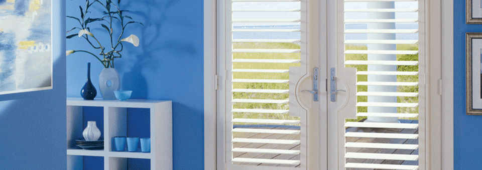 plantation shutters on french doors in Cleveland OH home