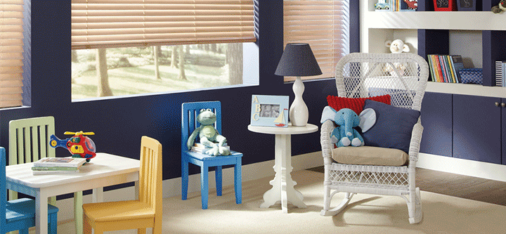 child's playroom with cordless child safe window coverings in Cleveland OH home