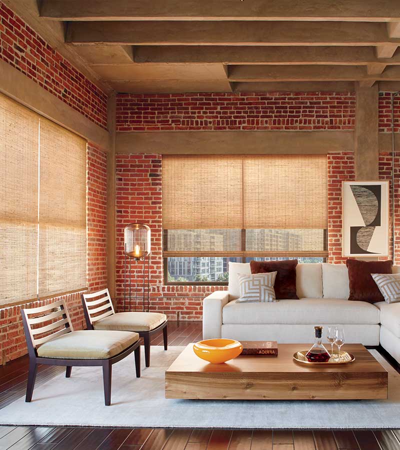 woven wood shades with secondary honeycomb shade in Chagrin Falls OH