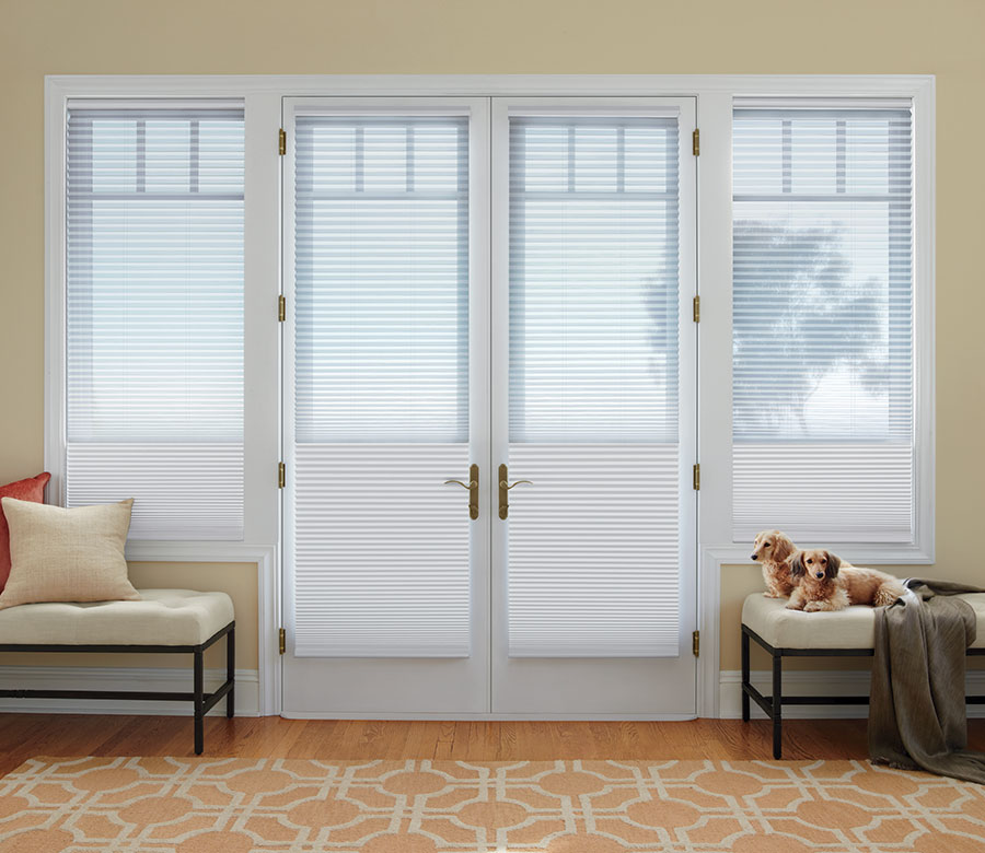 french doors with honeycomb shades in Rocky River OH