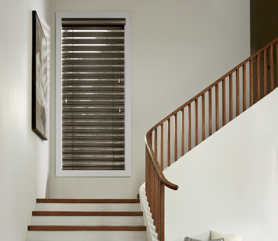 stairwell with hunter douglas modern precious metal blinds Rocky River, Oh