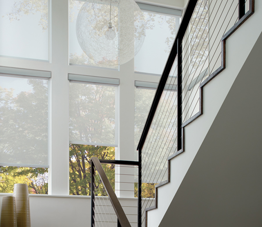 sheer screen shades in staircase Rocky River OH