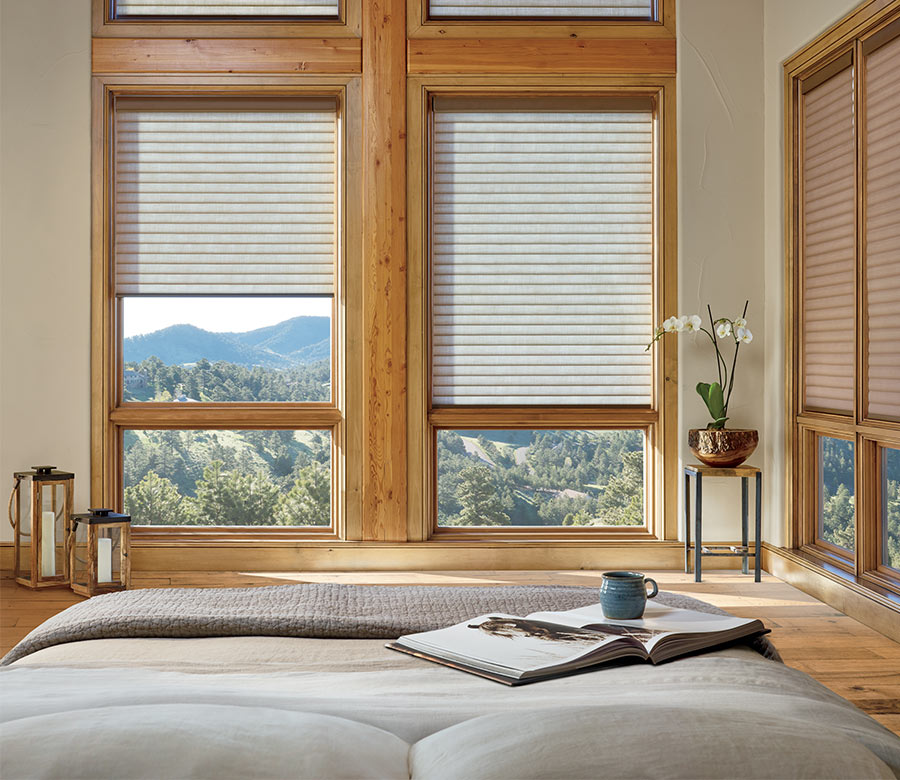bedroom windows in Rocky River OH with honeycomb roller shades