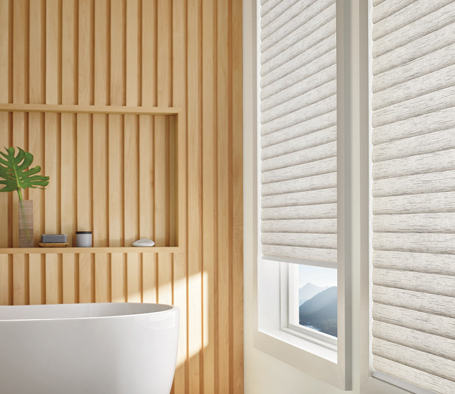 cellular roller shades in Rocky River OH bathroom