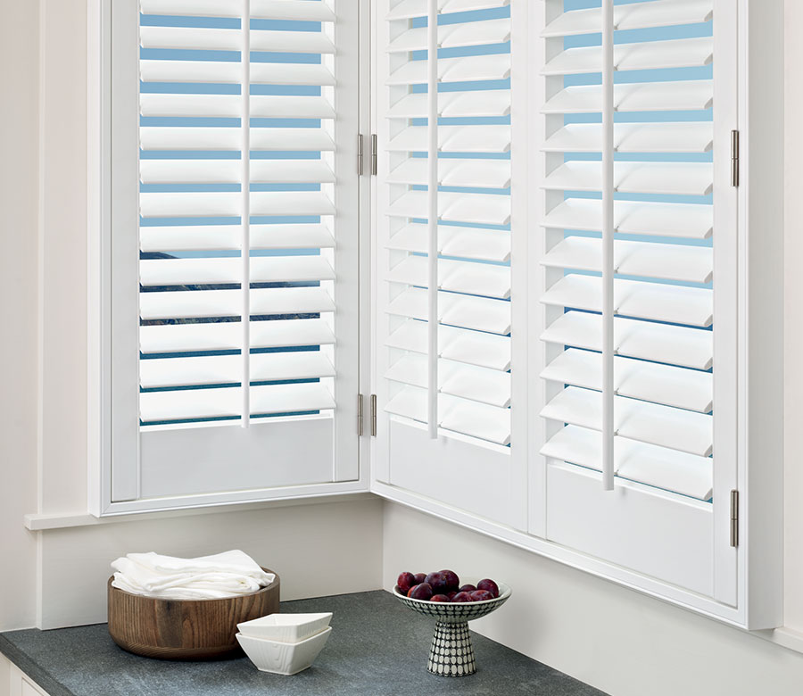 corner view of motorized shutters in cleveland ohio