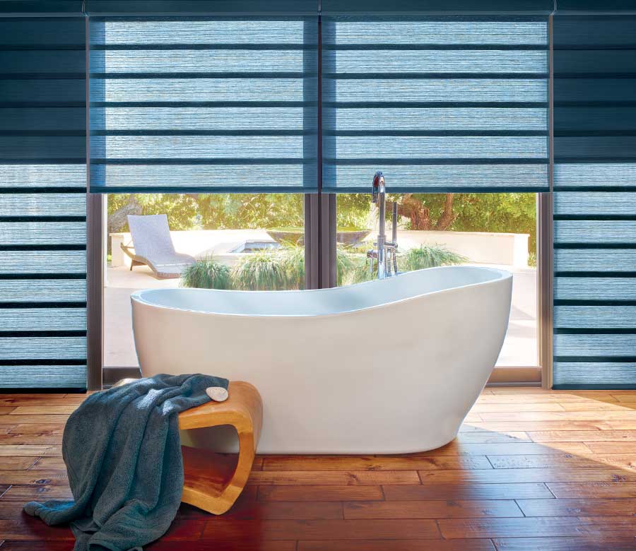 dual shades in modern bathroom