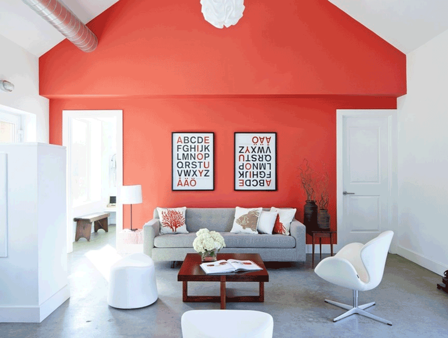 Living Coral accent wall