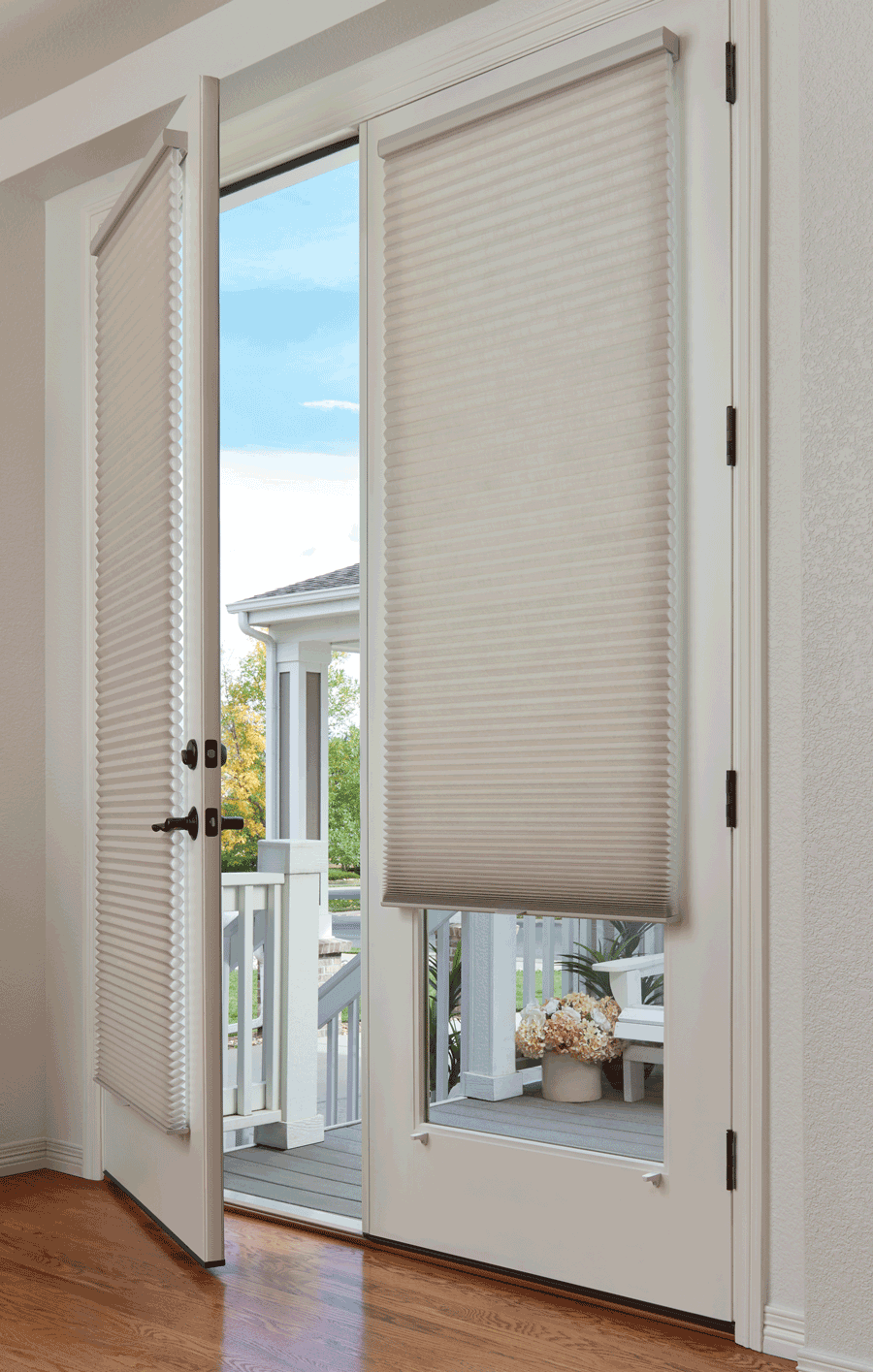 honeycomb shades on french doors in Chagrin Falls 44022