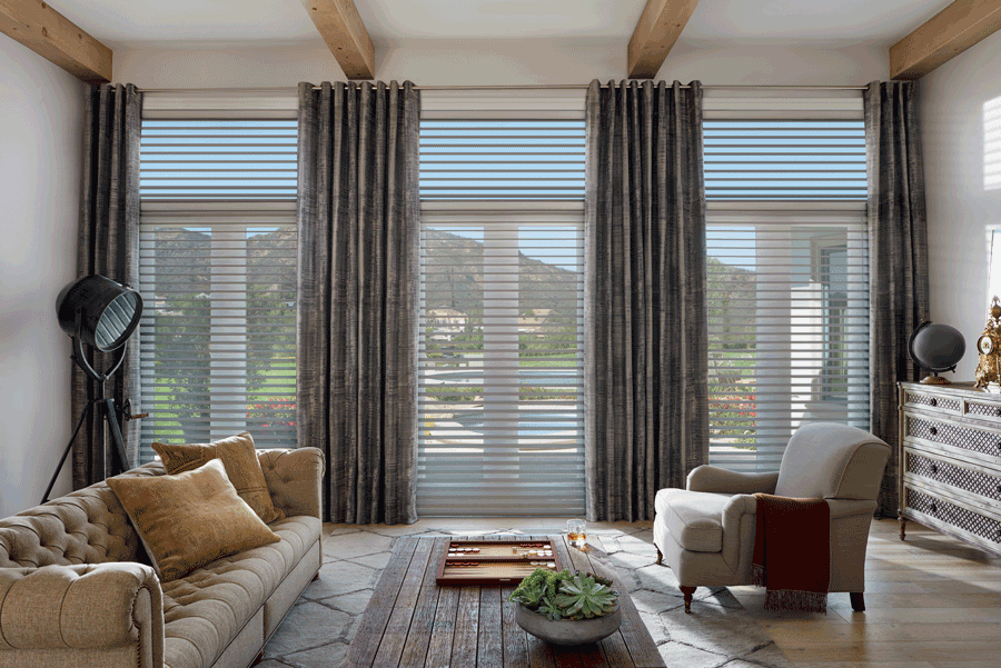 cover floor to ceiling windows for view Hunter Douglas Medina