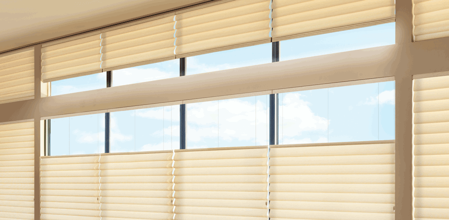 Close up of top down shades in Cleveland used to eliminate the glare.