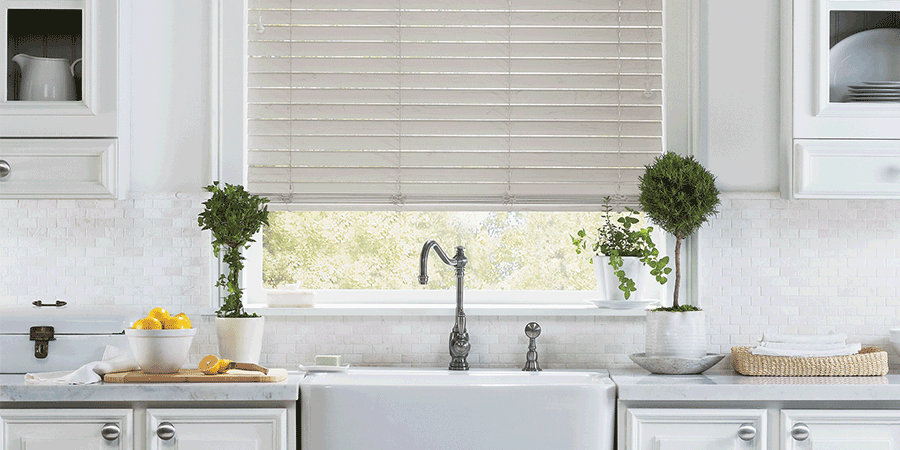 Cleveland kitchen with farmhouse window treatments.