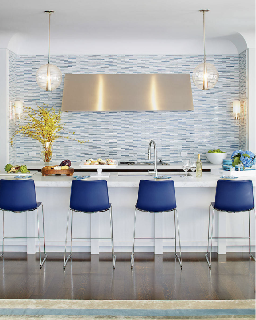 Classic Blue backsplash for Color of the Year 2020 in Cleveland home.
