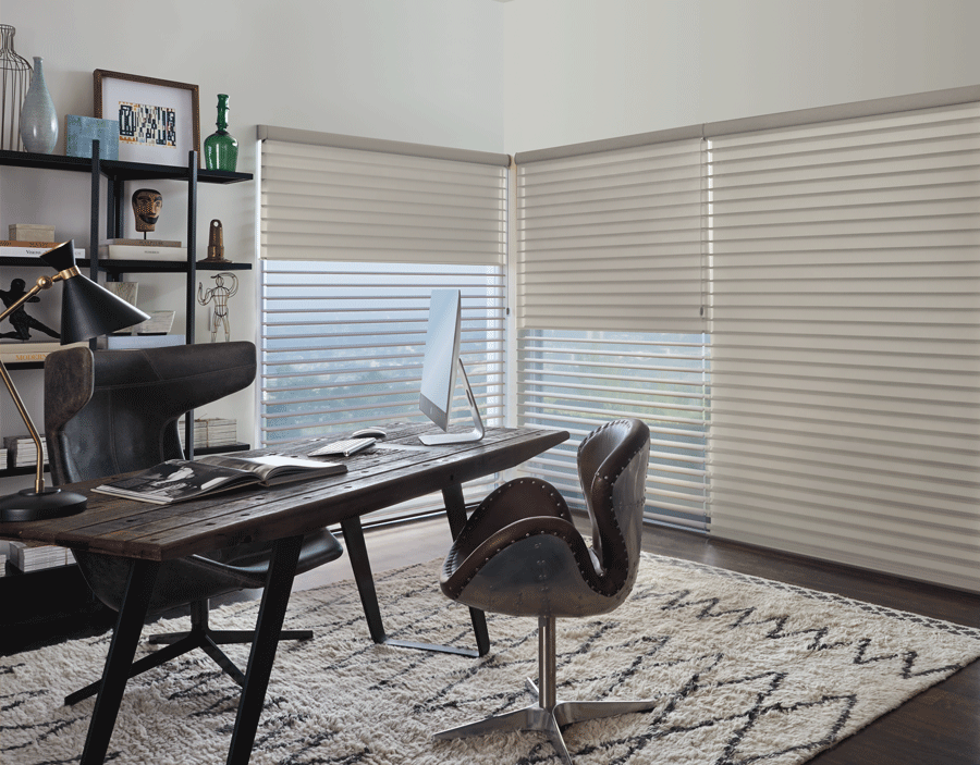 Dual shades for this home office in Cleveland home.