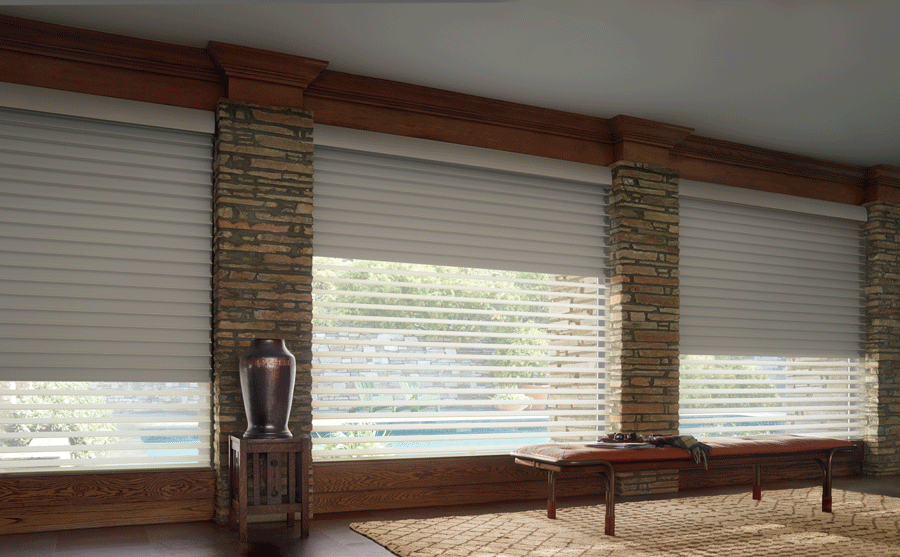 Dual shade blackout shades in living room in Chagrin Falls OH
