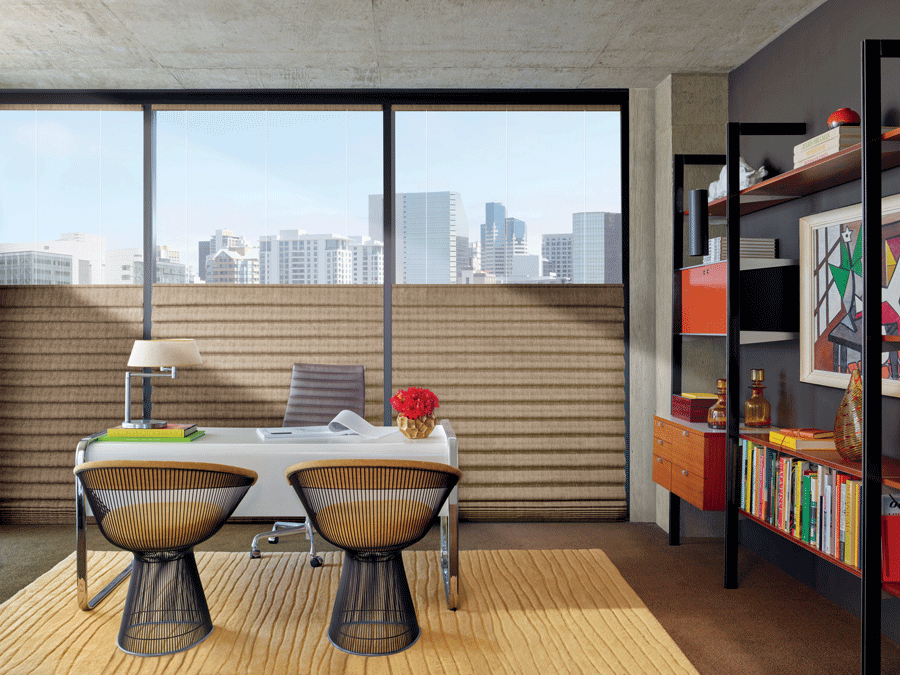 Update your home office in Cleveland with top down bottom up shades.