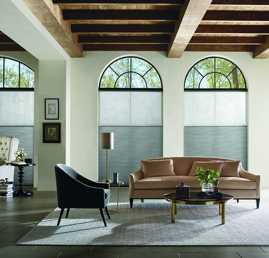 Applause honeycomb shades on arched windows Cleveland, OH