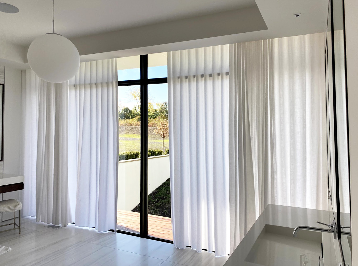 white drapery panels in modern home in Cleveland OH