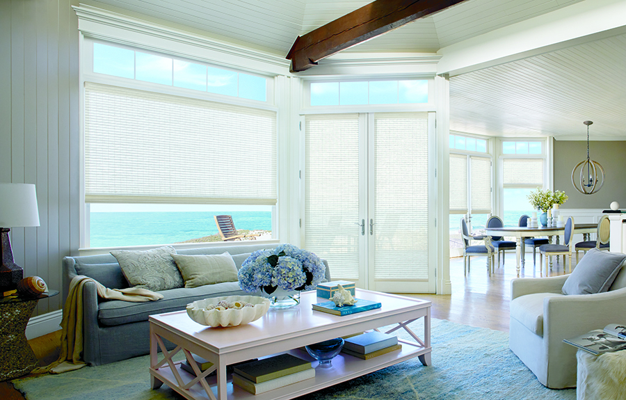 Covering doors with white woven wood shades in Cleveland OH