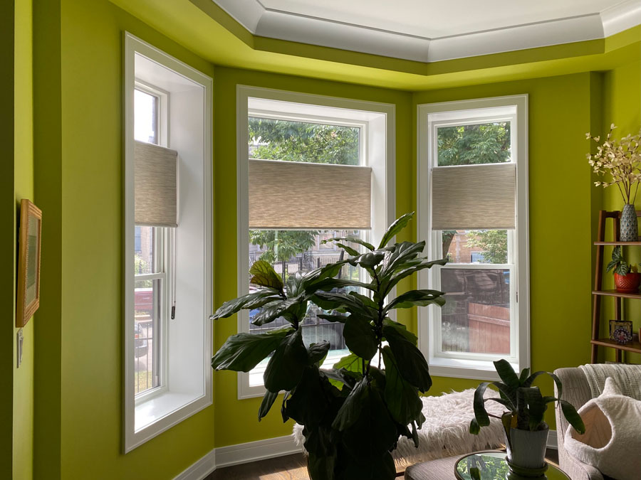 bay window with shades in cleveland ohio home
