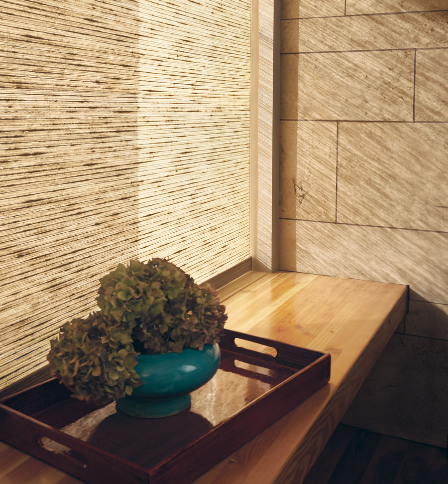 woven textures roller shades in brown
