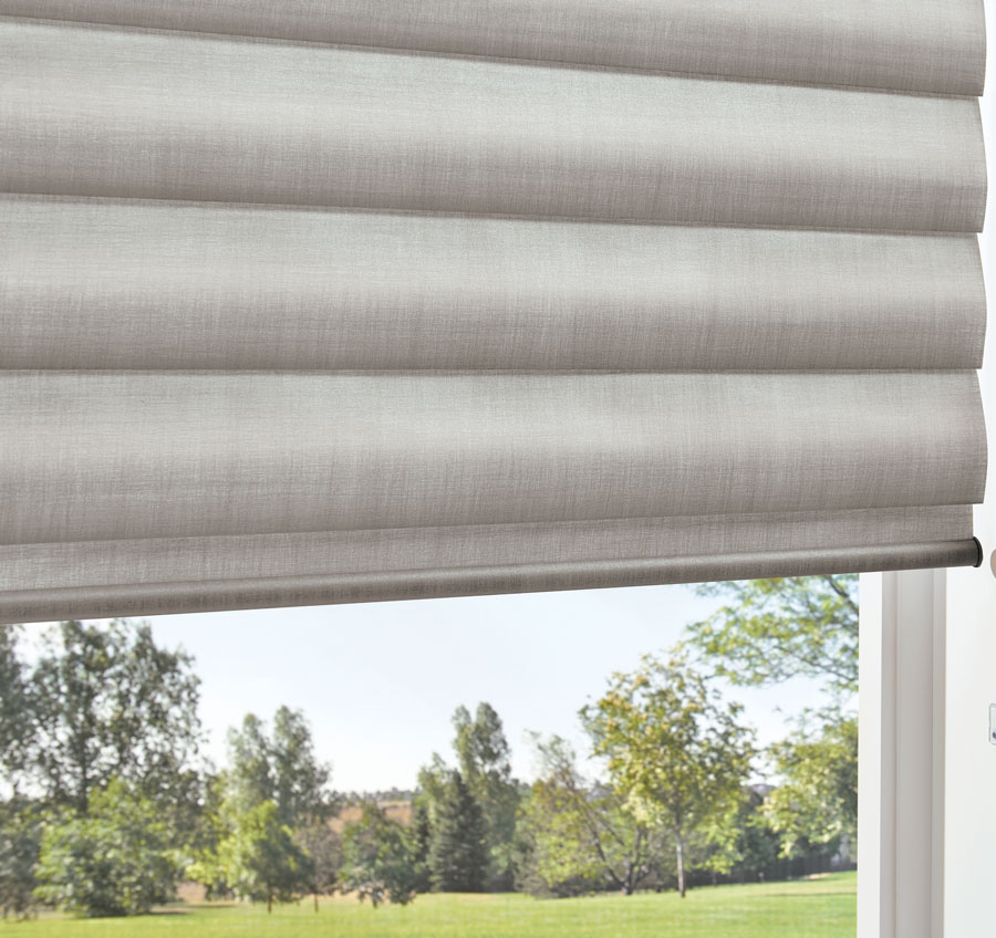satin window shades in close up for Chagrin Falls home