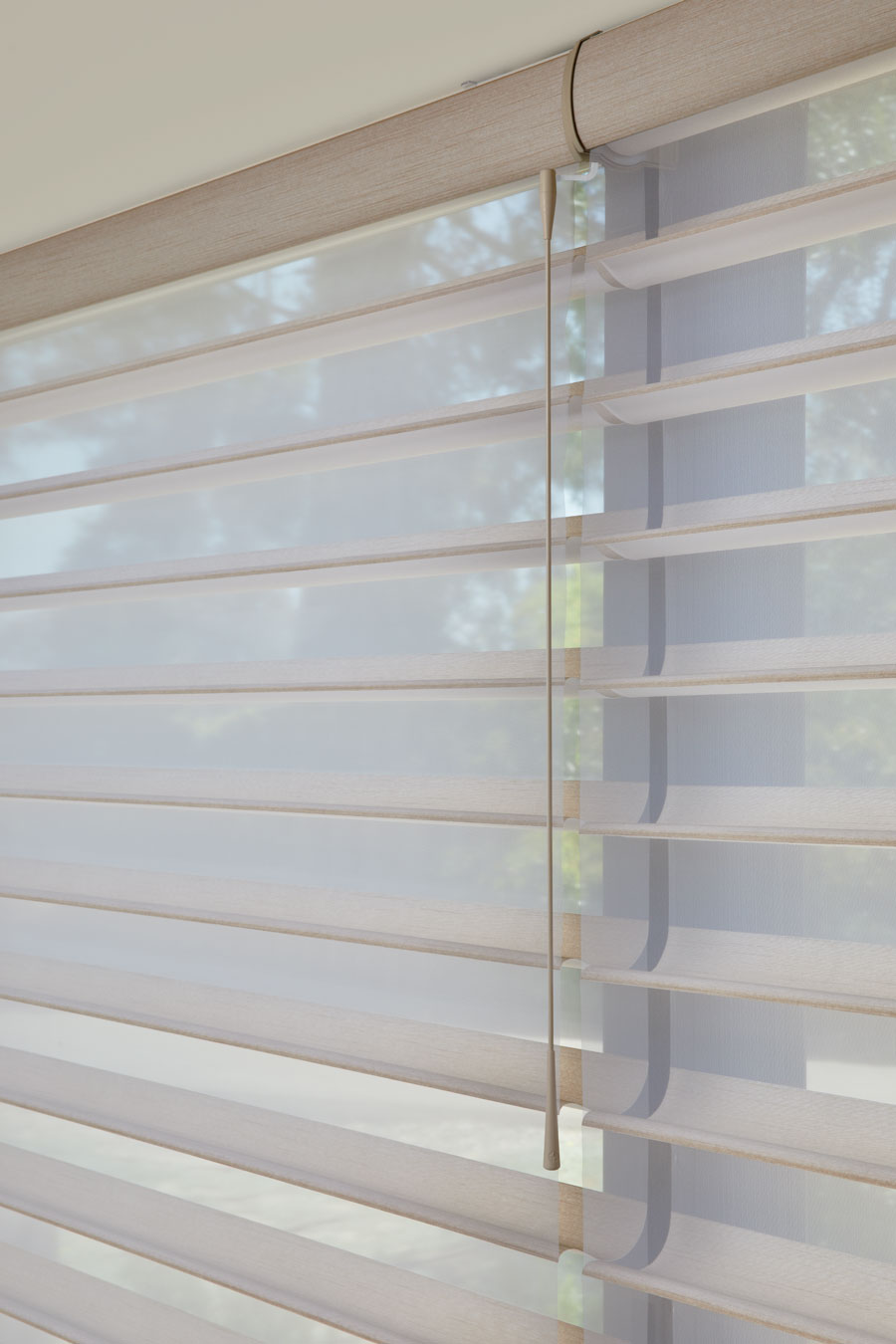 detail of shades with motorized wand