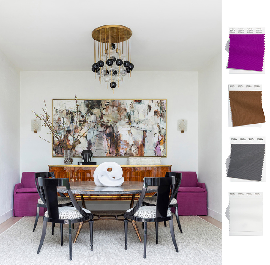 dining room contemporary pop of color