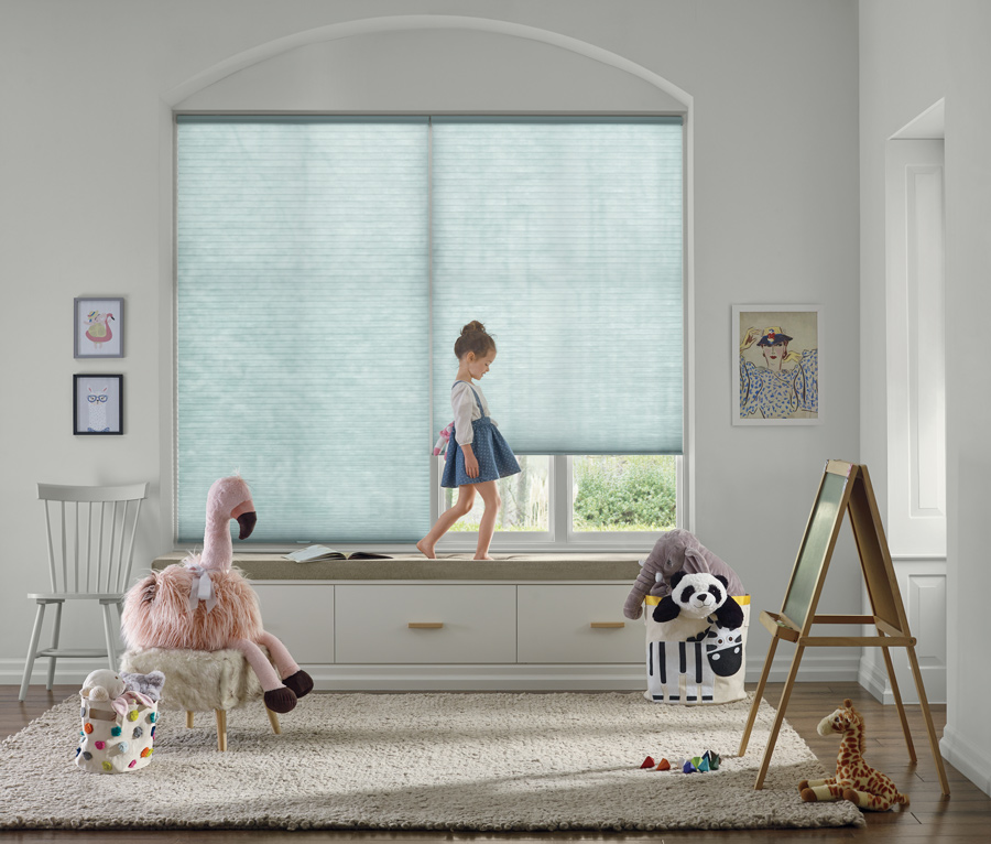 child-safe feature include Cordless shades in playroom Cleveland, OH