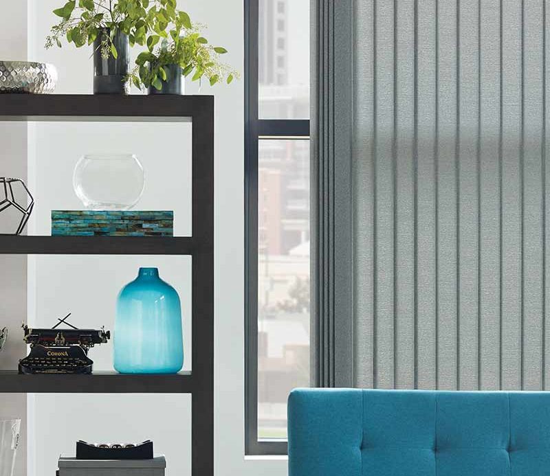 Chagrin Falls, OH apartment with gray vertical window for large windowsblinds for