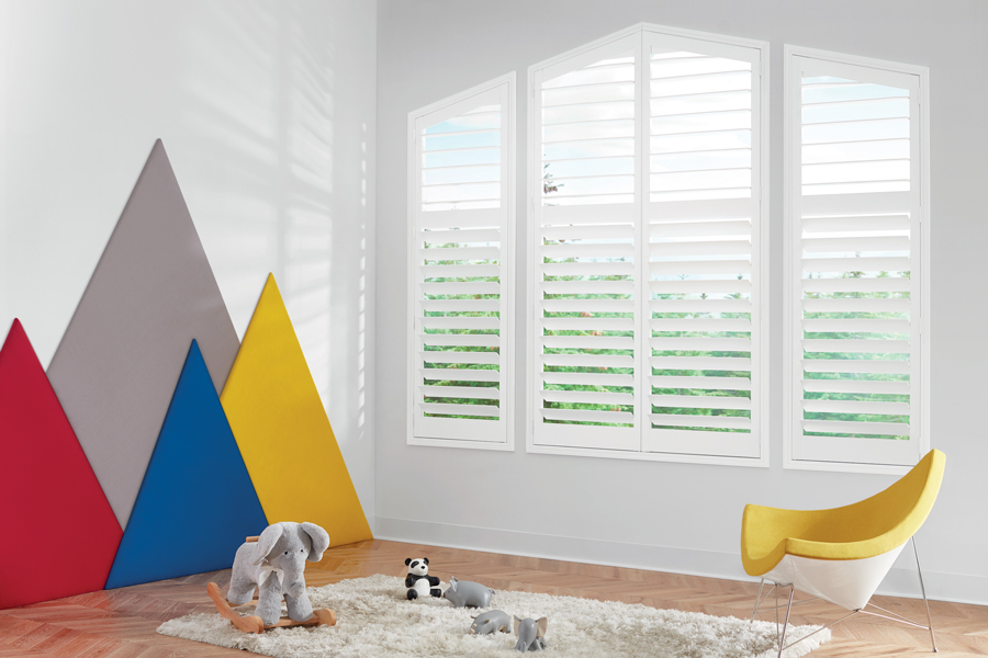 child's playroom primary colors mountains with white shutters in Chagrin Falls OH