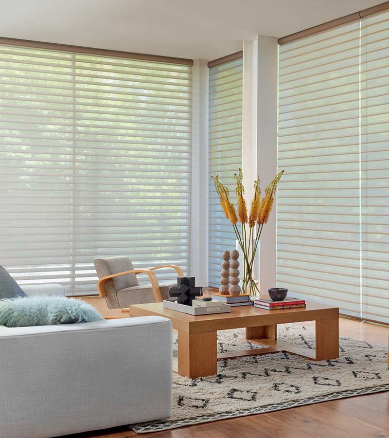 Duette honeycomb shades on sliding glass patio doors in Akron, OH
