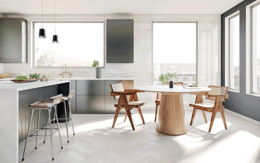 modern look for before and after covering windows in cleveland kitchen