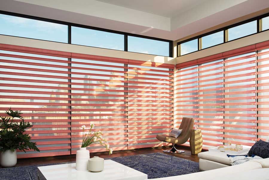 Sheer shades on floor to ceiling windows