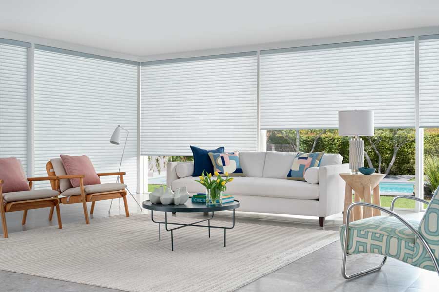 Cellular roller shades in Cleveland open floor plan home