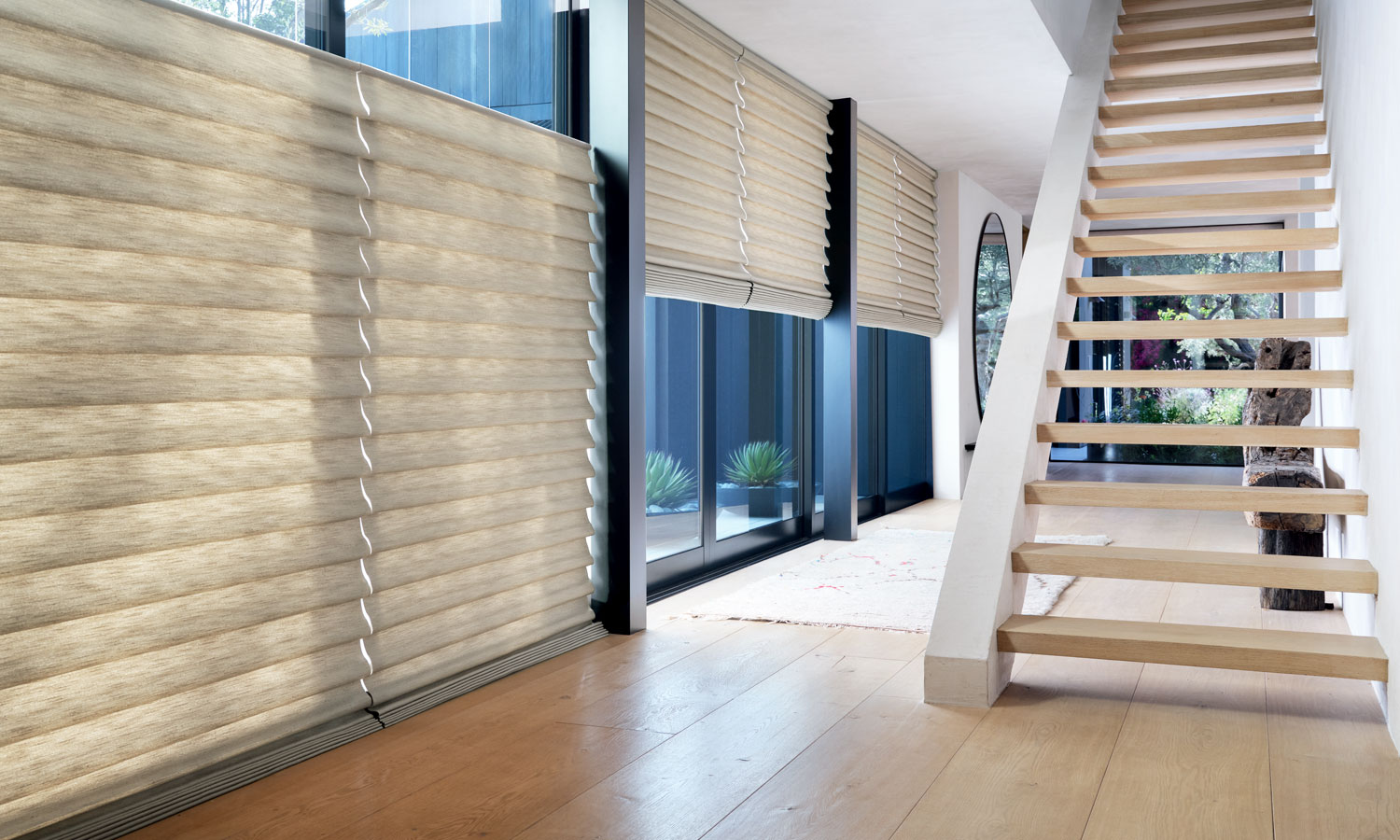Staircase in cleveland featuring Vignette® Modern Roman Shade