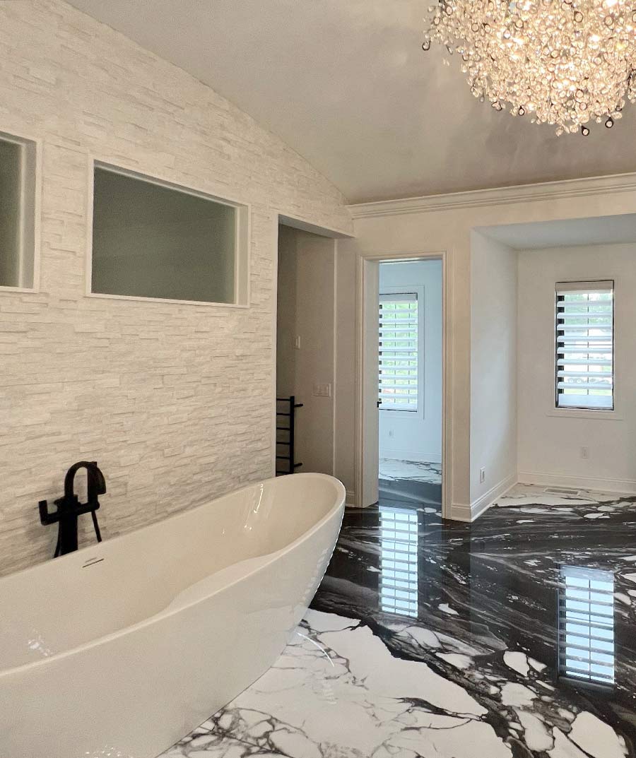 bathroom privacy shades in master bath in Lakewood OH home