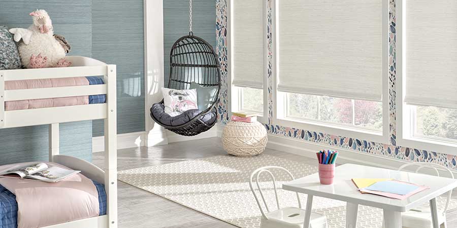 soft white woven shades in Mayfield Heights OH area home