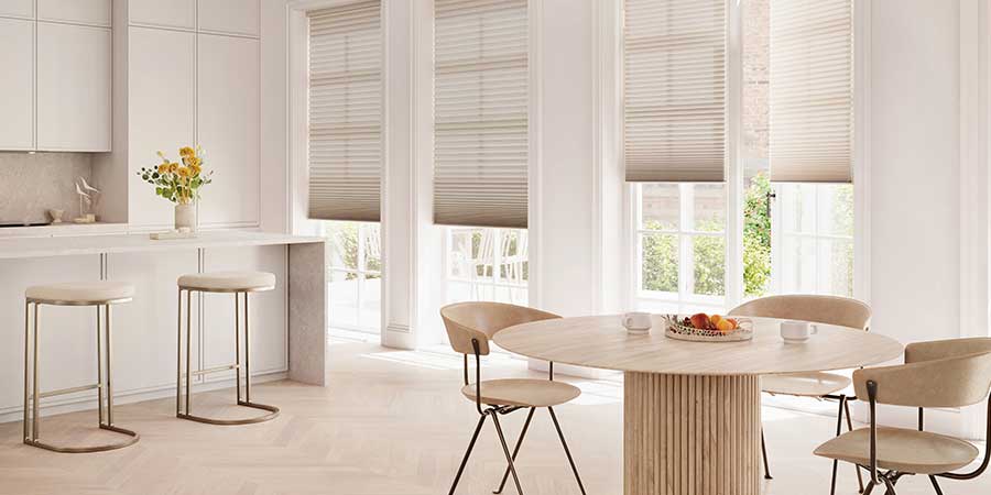 westlake ohio home kitchen with honeycomb shades for minimalist design