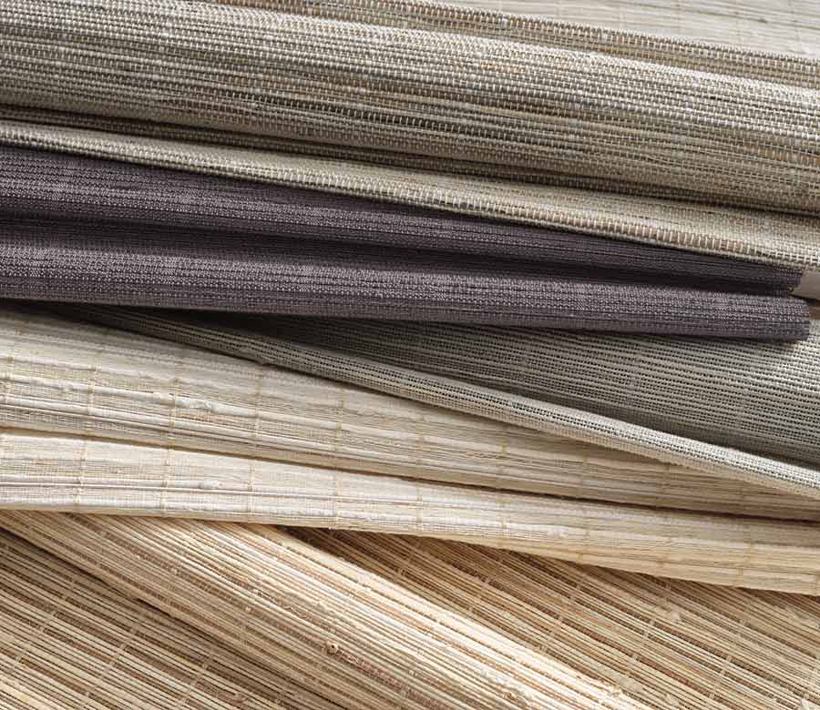 window shade fabrics next to each other in different colors