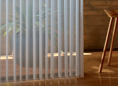 vertical window shade drapery with sheer panels