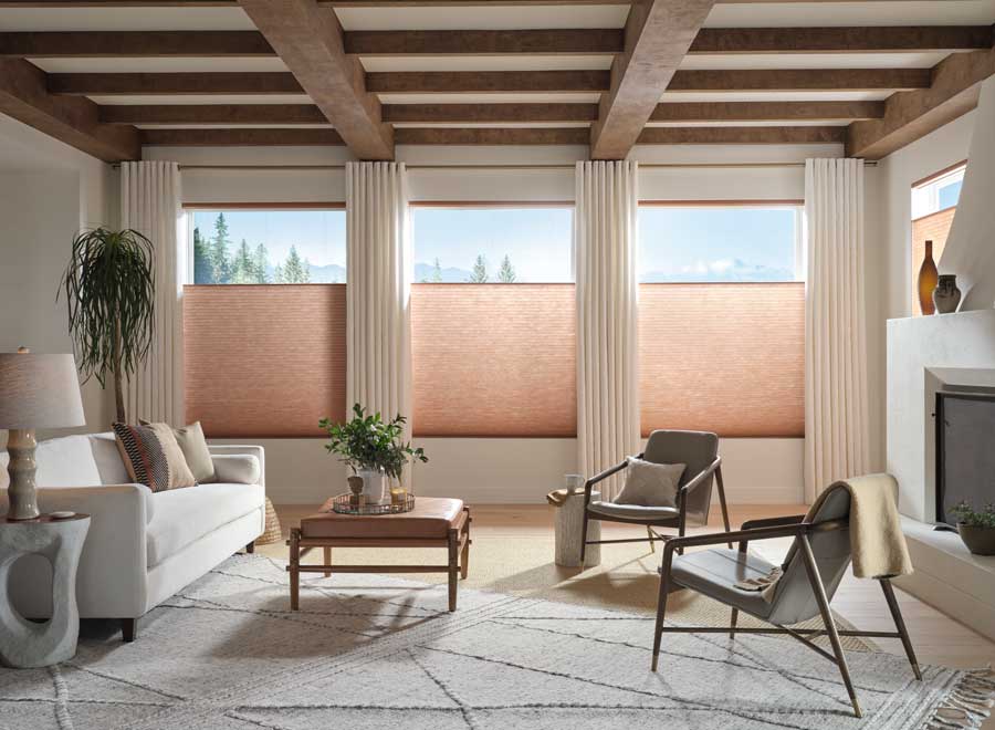 honeycomb shades in peach the color of the year
