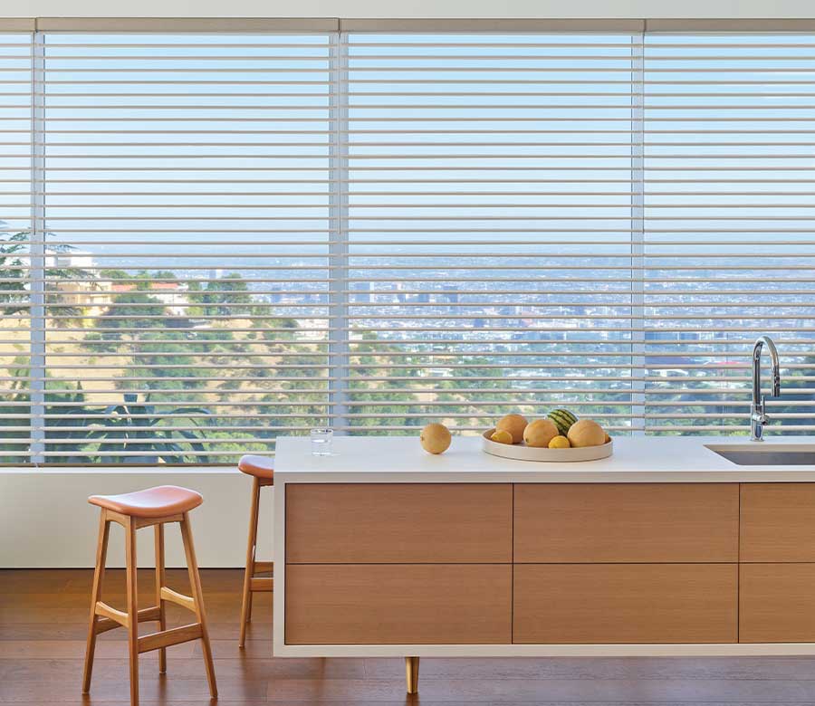view of landscape outside not disrupted by fabric shades because of clearview