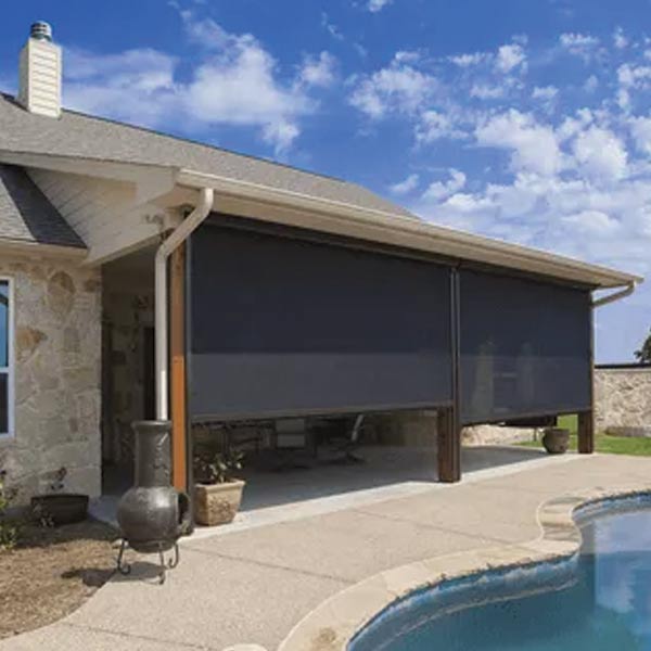 exterior-mirage-timan-window-treatments-large-motorized-patio-screens black exterior roller shades near pool