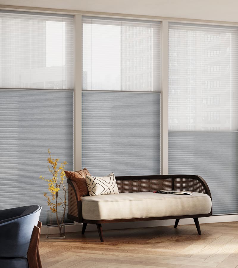 gray cream cellular honeycomb hunter douglas window roller blinds