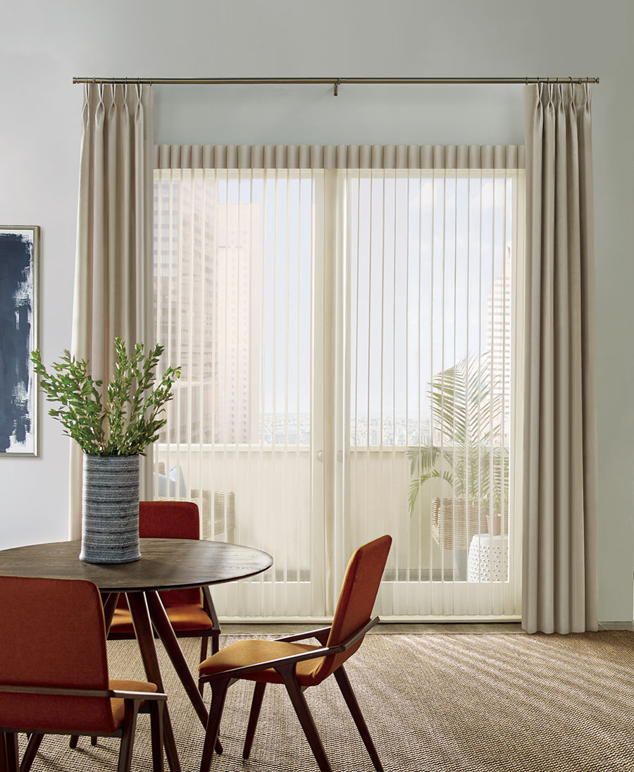 current drapery trends include side draperies with sheer drapes together