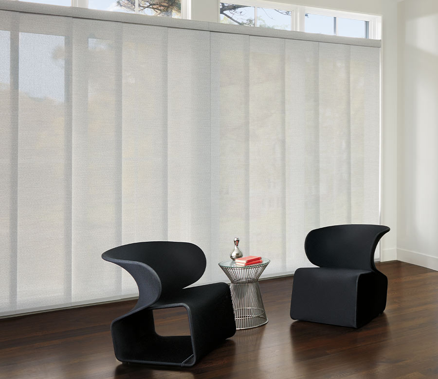 large window paneled fabric shades