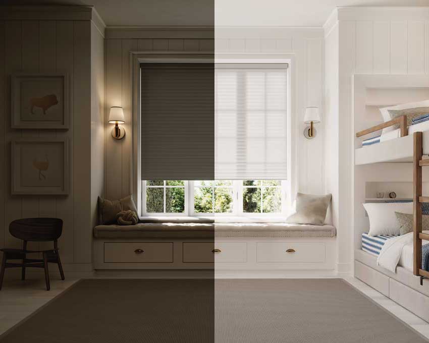 side by side of light being blocked and filtered